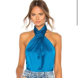 Revolve Superdown Amerie pleated halter top in blue